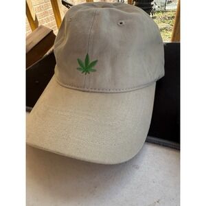 Khaki Marijuana Leaf Mary Jane Pot Leaf Baseball Cap with Adjustable Strap Back
